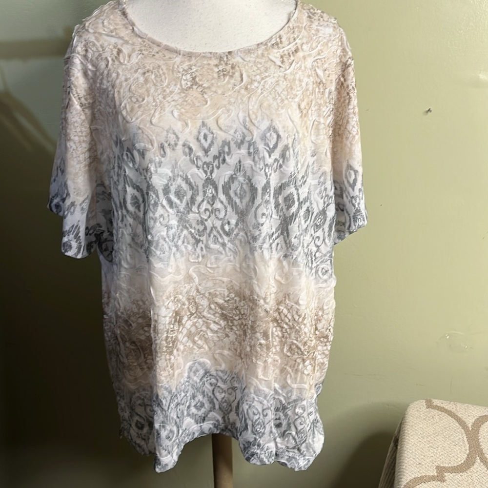 Alfred Dunner Acadia Women's Patterned Top short sleeve shirt